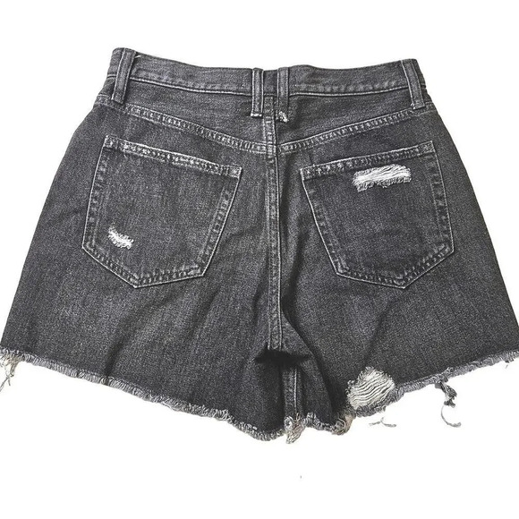 NEW Free People Women Size 27 Black Button Fly Makai Distressed Denim Shorts NWT - Picture 4 of 5